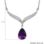 AAA Amethyst Platinum Overlay Sterling Silver Solitaire Necklace (Size - 20) 4.50 Ct.