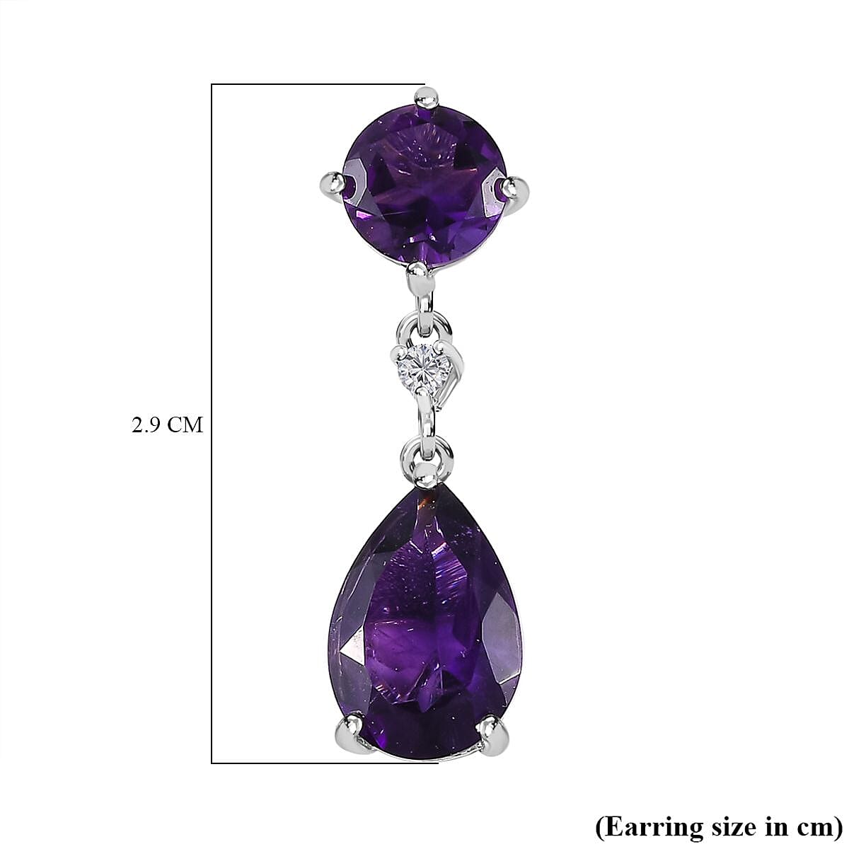 AAA Amethyst &amp; Natural Zircon Dangle Earrings in Platinum Overlay Sterling Silver 7.81 Ct 7700490 6