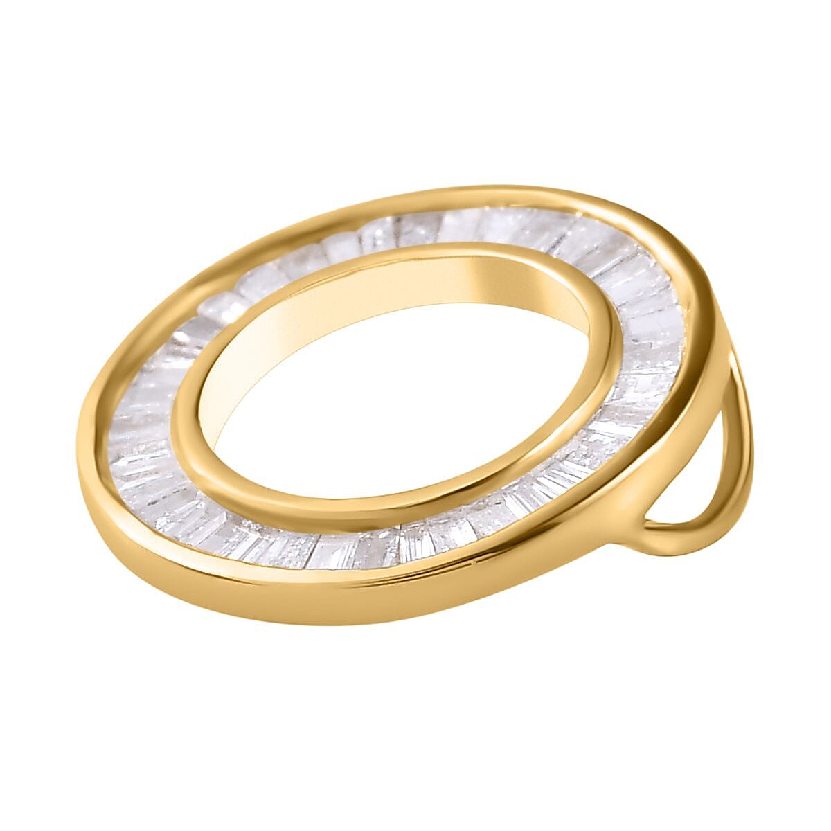 White Diamond Circle Pendant in 18K Yellow Gold Vermeil Plated Sterling Silver 0.50 Ct. 7705038 3