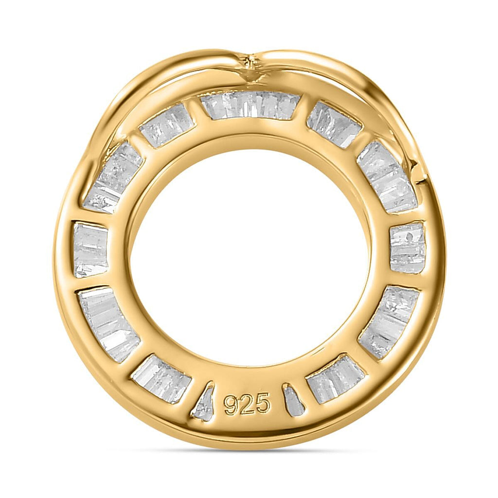 White Diamond Circle Pendant in 18K Yellow Gold Vermeil Plated Sterling Silver 0.50 Ct.