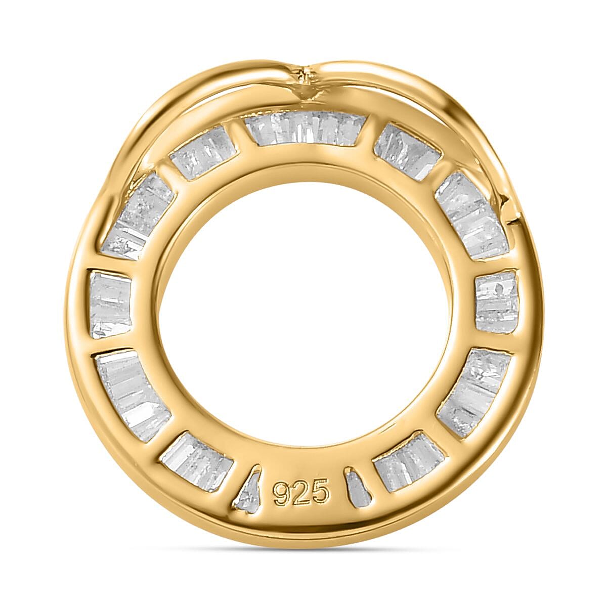White Diamond Circle Pendant in 18K Yellow Gold Vermeil Plated Sterling Silver 0.50 Ct. 7705038 4