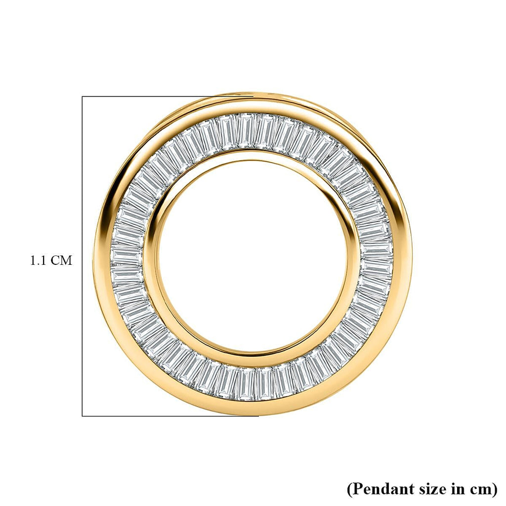 White Diamond Circle Pendant in 18K Yellow Gold Vermeil Plated Sterling Silver 0.50 Ct.