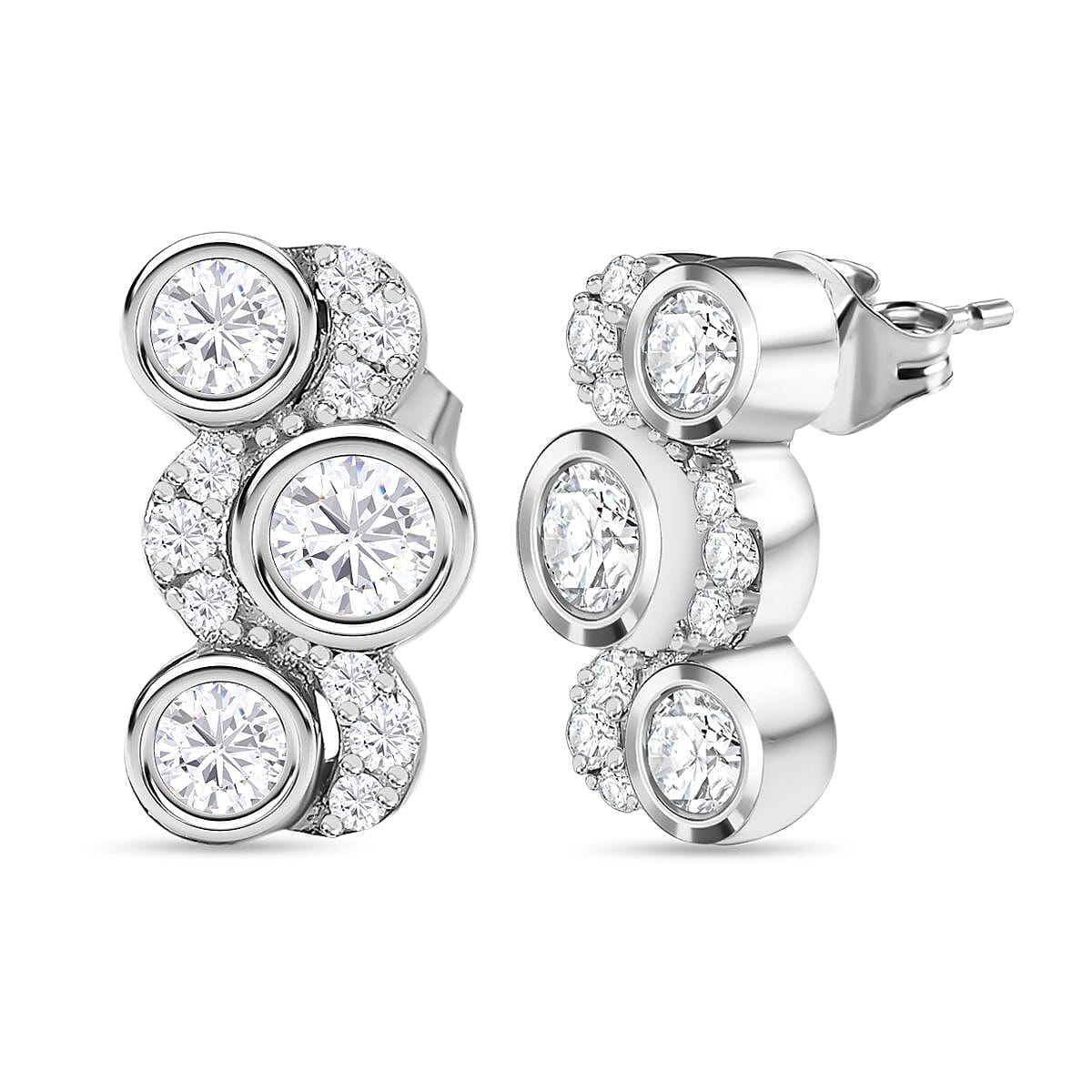 Moissanite Bubble Earrings in Platinum Overlay Sterling Silver 1.00 Ct. 7705284 0