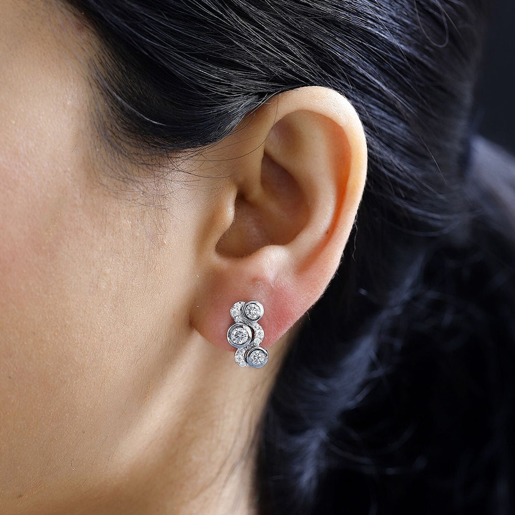 Moissanite Bubble Earrings in Platinum Overlay Sterling Silver 1.00 Ct.