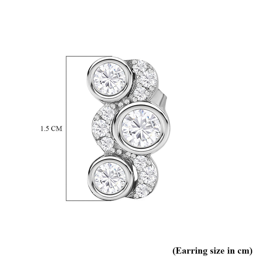 Moissanite Bubble Earrings in Platinum Overlay Sterling Silver 1.00 Ct.