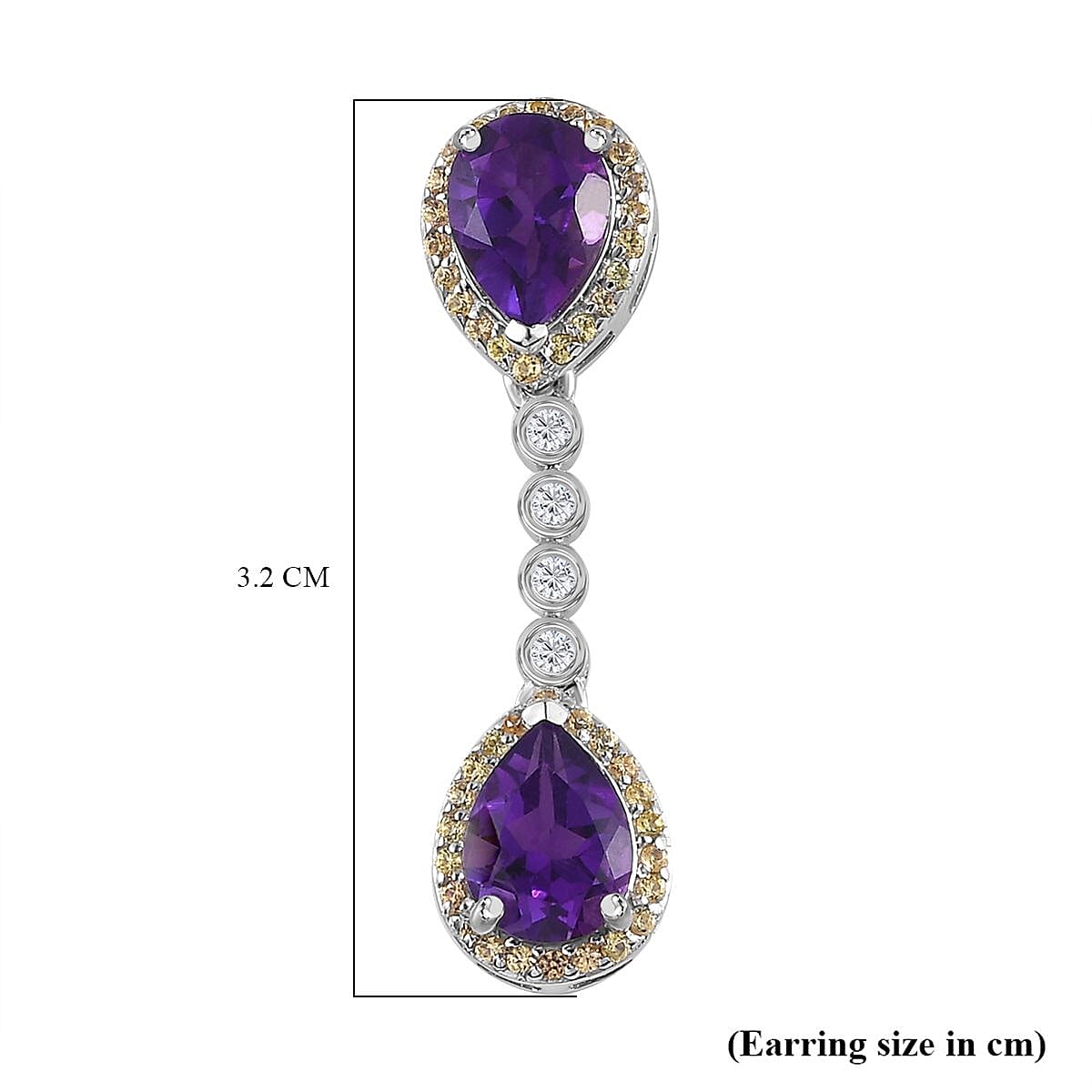 AAA Amethyst, Yellow Sapphire &amp; Natural Zircon Dangle Earrings in Platinum Overlay Sterling Silver 4.81 Ct 7705908 5