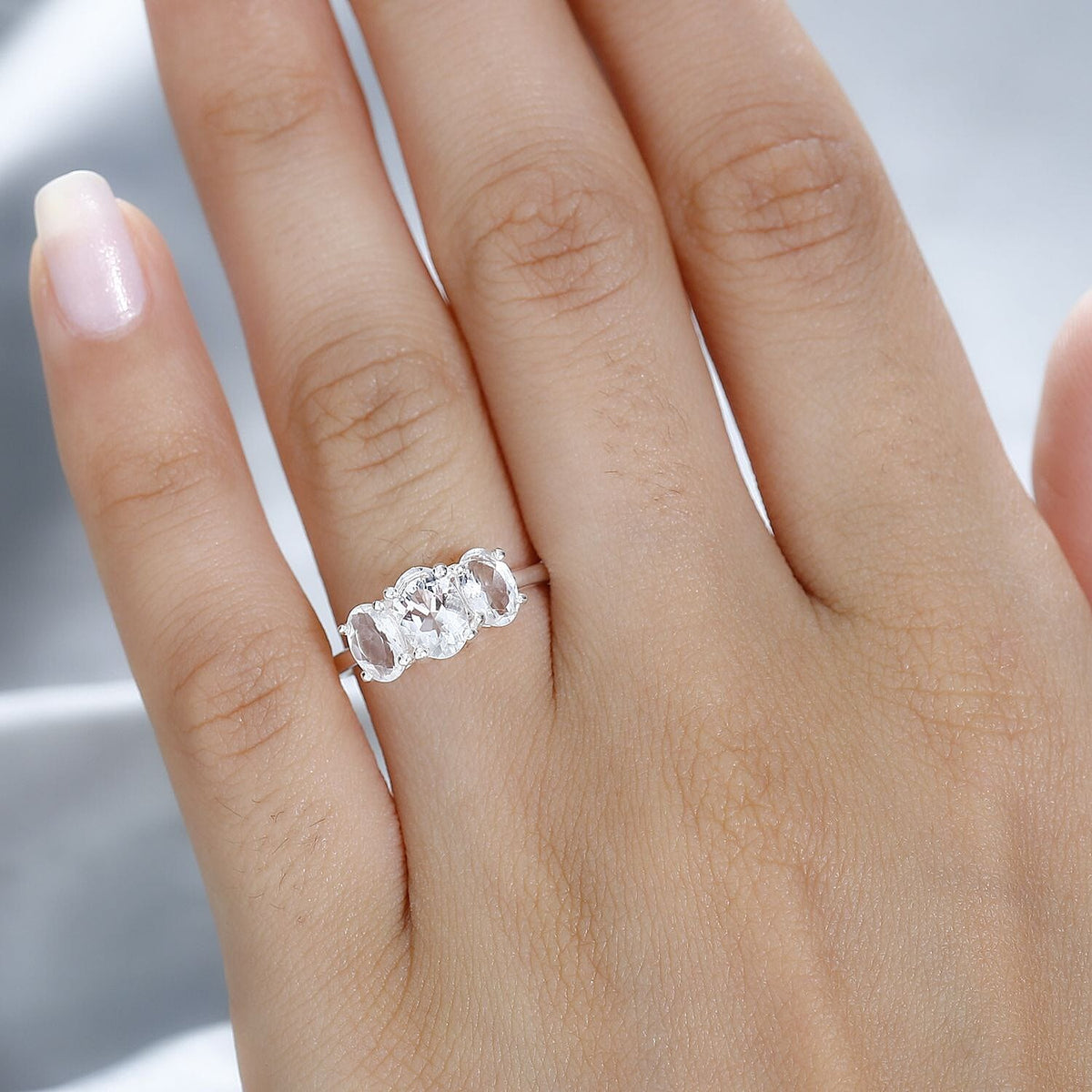 Petalite 3 Stone Ring in Sterling Silver 1.32 Ct. 7706170 2