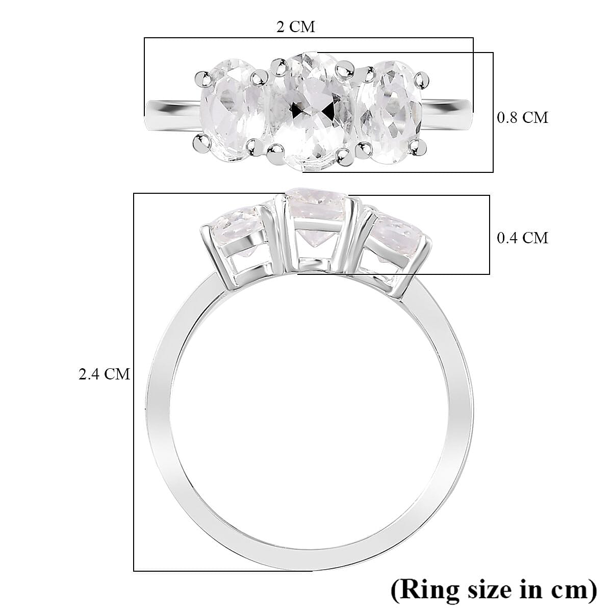 Petalite 3 Stone Ring in Sterling Silver 1.32 Ct. 7706170 5