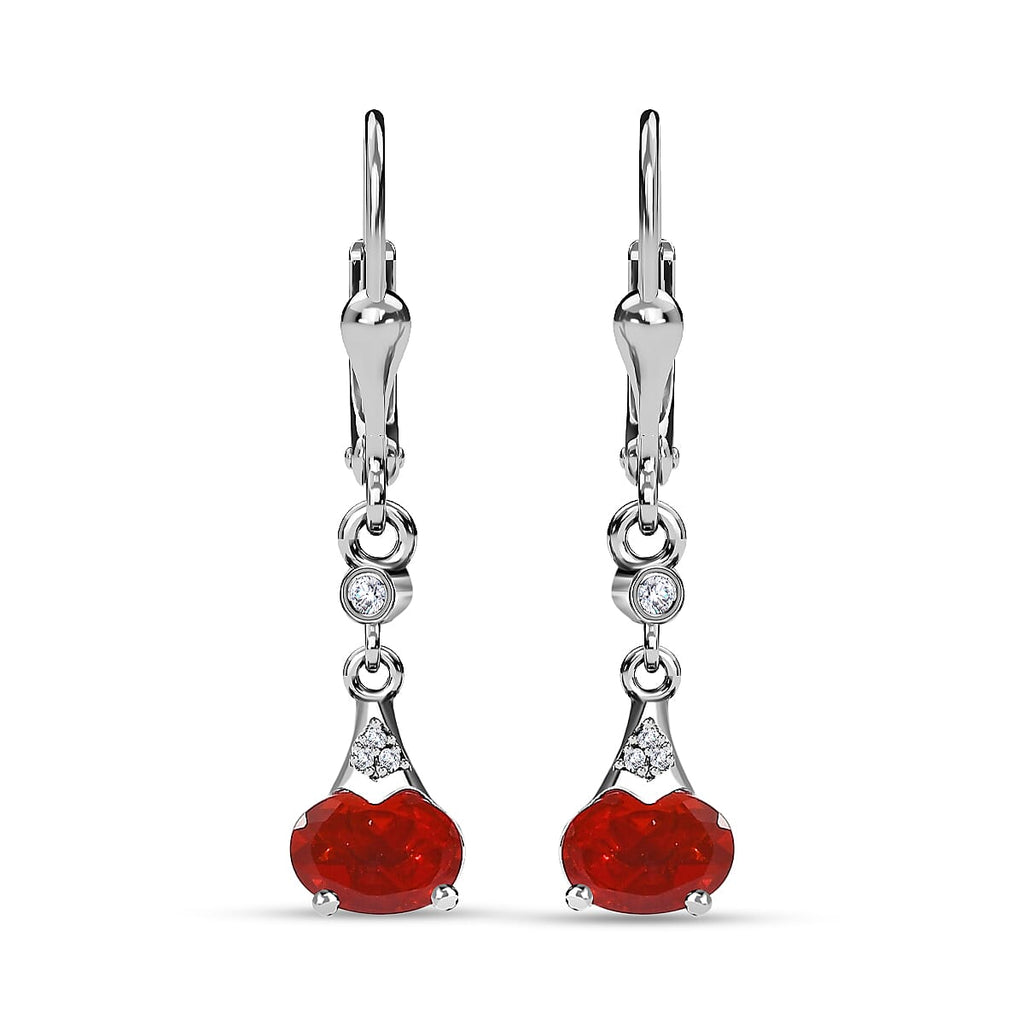 Salamanca Fire Opal & Natural Zircon Dangle Earrings in Platinum Overlay Sterling Silver 1.10 Ct