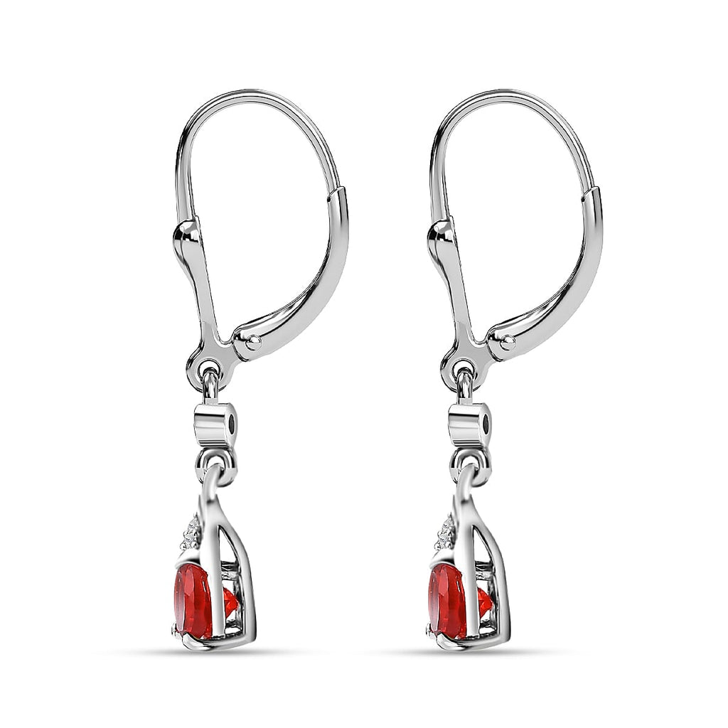 Salamanca Fire Opal & Natural Zircon Dangle Earrings in Platinum Overlay Sterling Silver 1.10 Ct