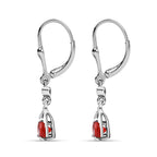 Salamanca Fire Opal & Natural Zircon Dangle Earrings in Platinum Overlay Sterling Silver 1.10 Ct