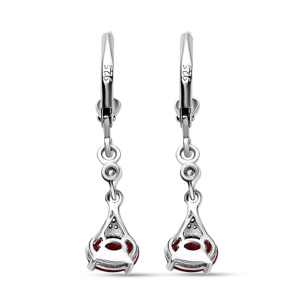 Salamanca Fire Opal & Natural Zircon Dangle Earrings in Platinum Overlay Sterling Silver 1.10 Ct