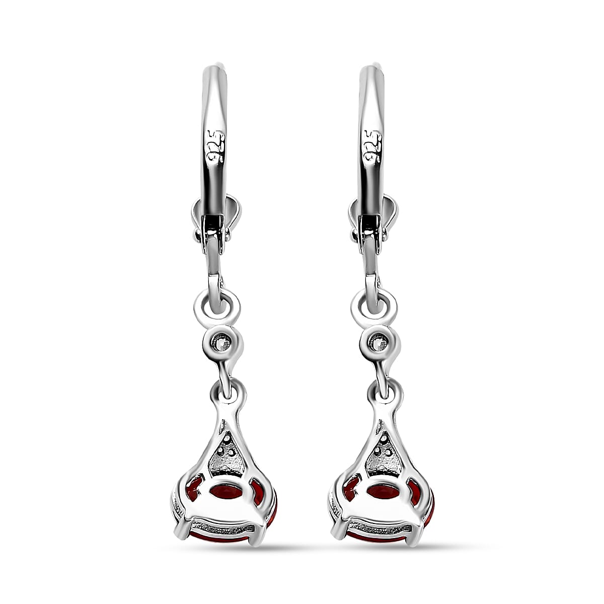 Salamanca Fire Opal &amp; Natural Zircon Dangle Earrings in Platinum Overlay Sterling Silver 1.10 Ct 7707229 5