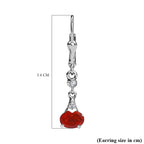 Salamanca Fire Opal & Natural Zircon Dangle Earrings in Platinum Overlay Sterling Silver 1.10 Ct