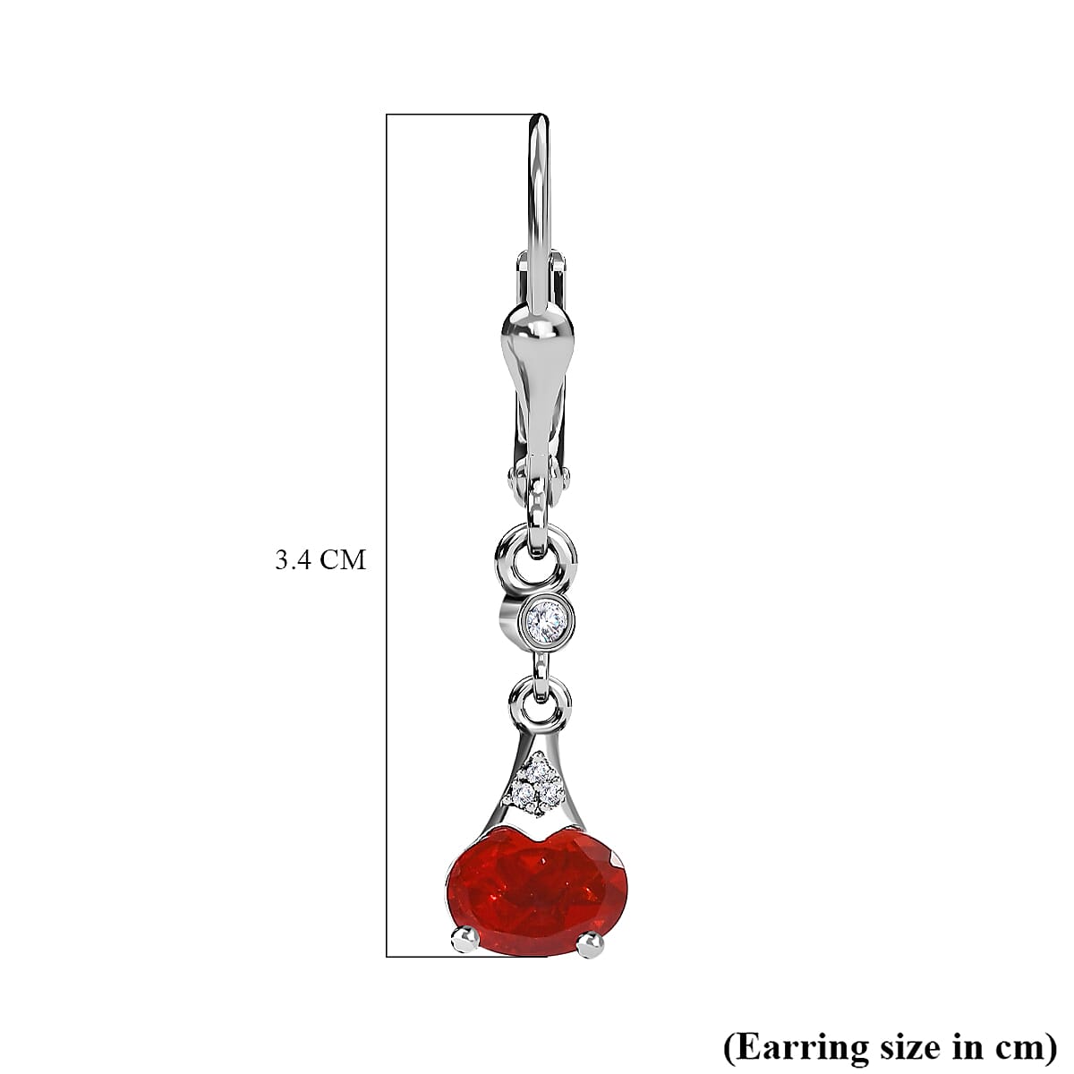 Salamanca Fire Opal &amp; Natural Zircon Dangle Earrings in Platinum Overlay Sterling Silver 1.10 Ct 7707229 6