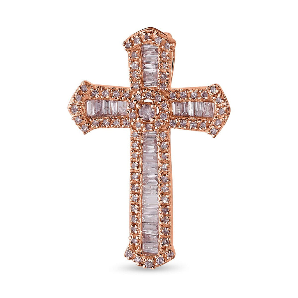 BACK BY POPULAR DEMAND - 9K Rose Gold SGL Certified Pink Diamond Cross Pendant 0.50 Ct.