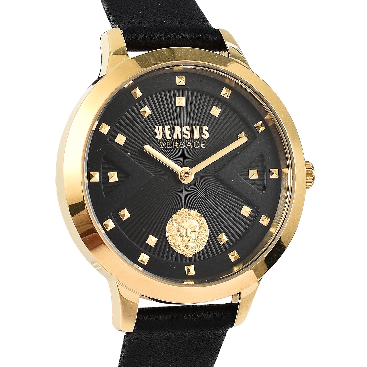 VERSACE VERSUS Black and Gold Watch With Genuine Leather Strap 7707978 2