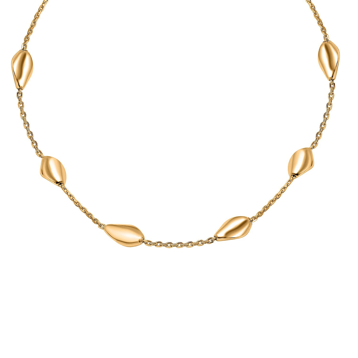 One Time Deal- Yellow Gold Overlay Sterling Silver Station Necklace (Size - 20) 7708524 0