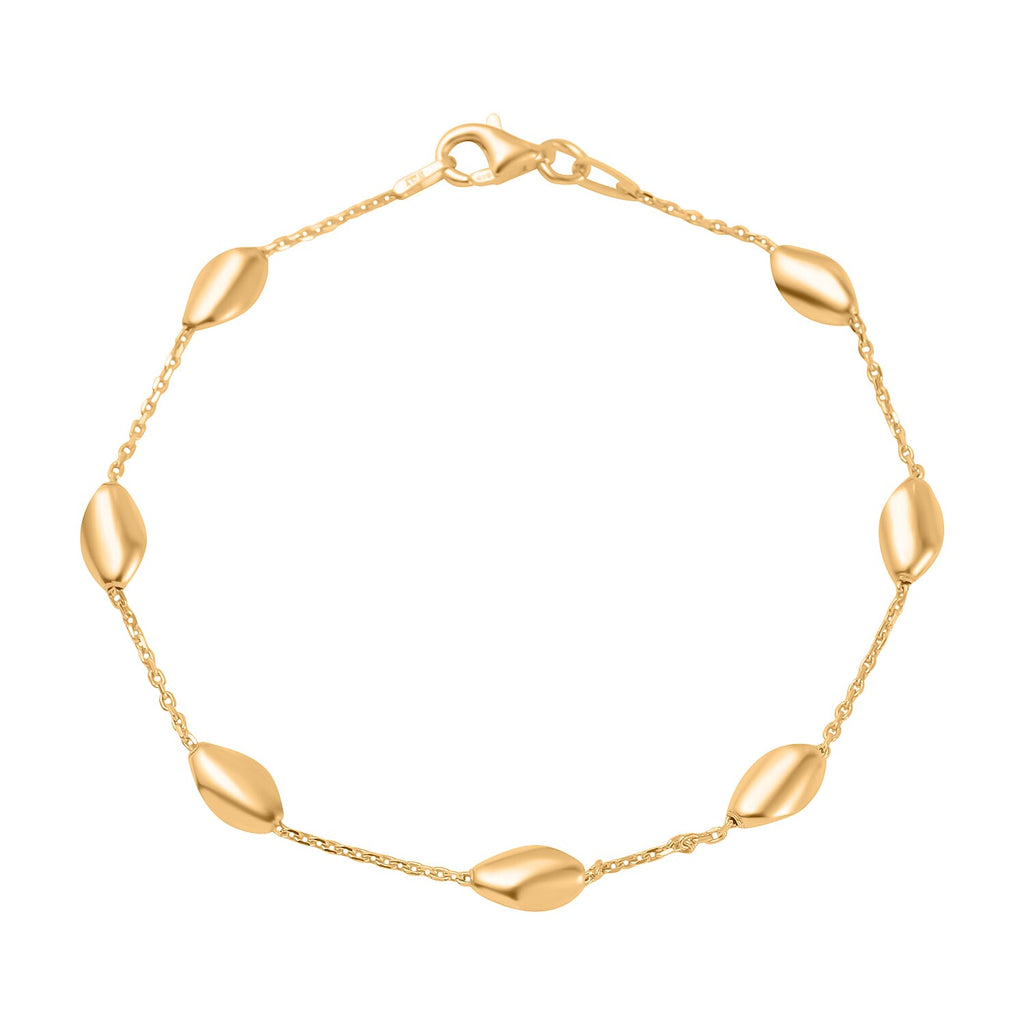 Yellow Gold Overlay Sterling Silver Station Bracelet (Size - 7.5)
