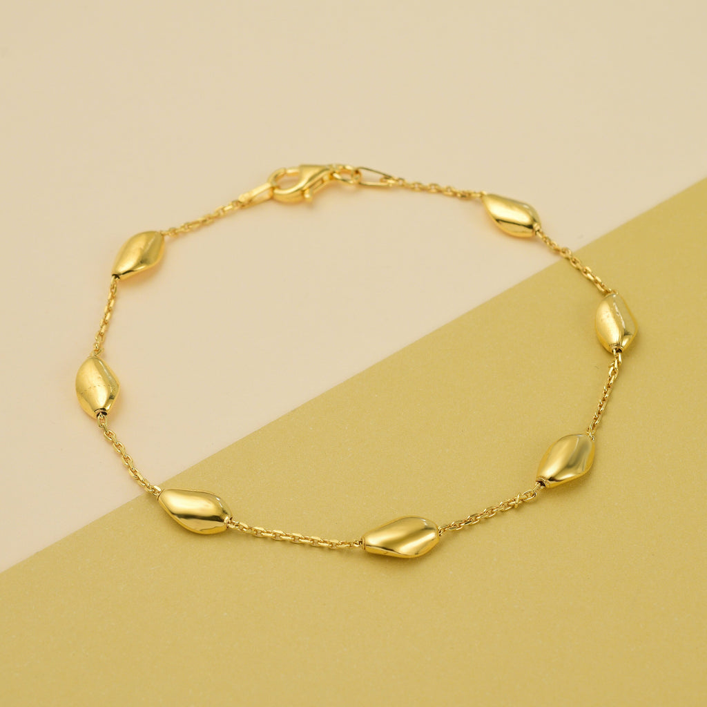 Yellow Gold Overlay Sterling Silver Station Bracelet (Size - 7.5)