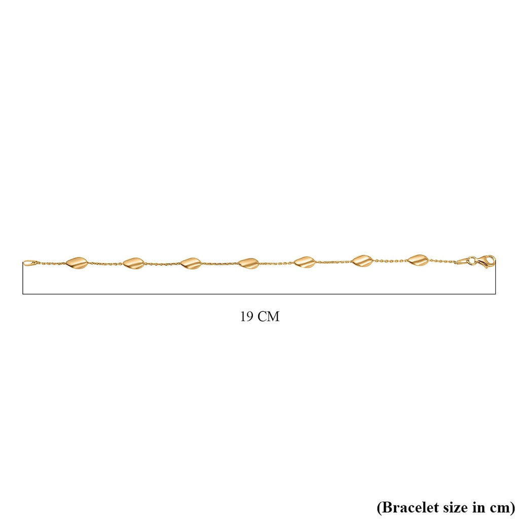 Yellow Gold Overlay Sterling Silver Station Bracelet (Size - 7.5)