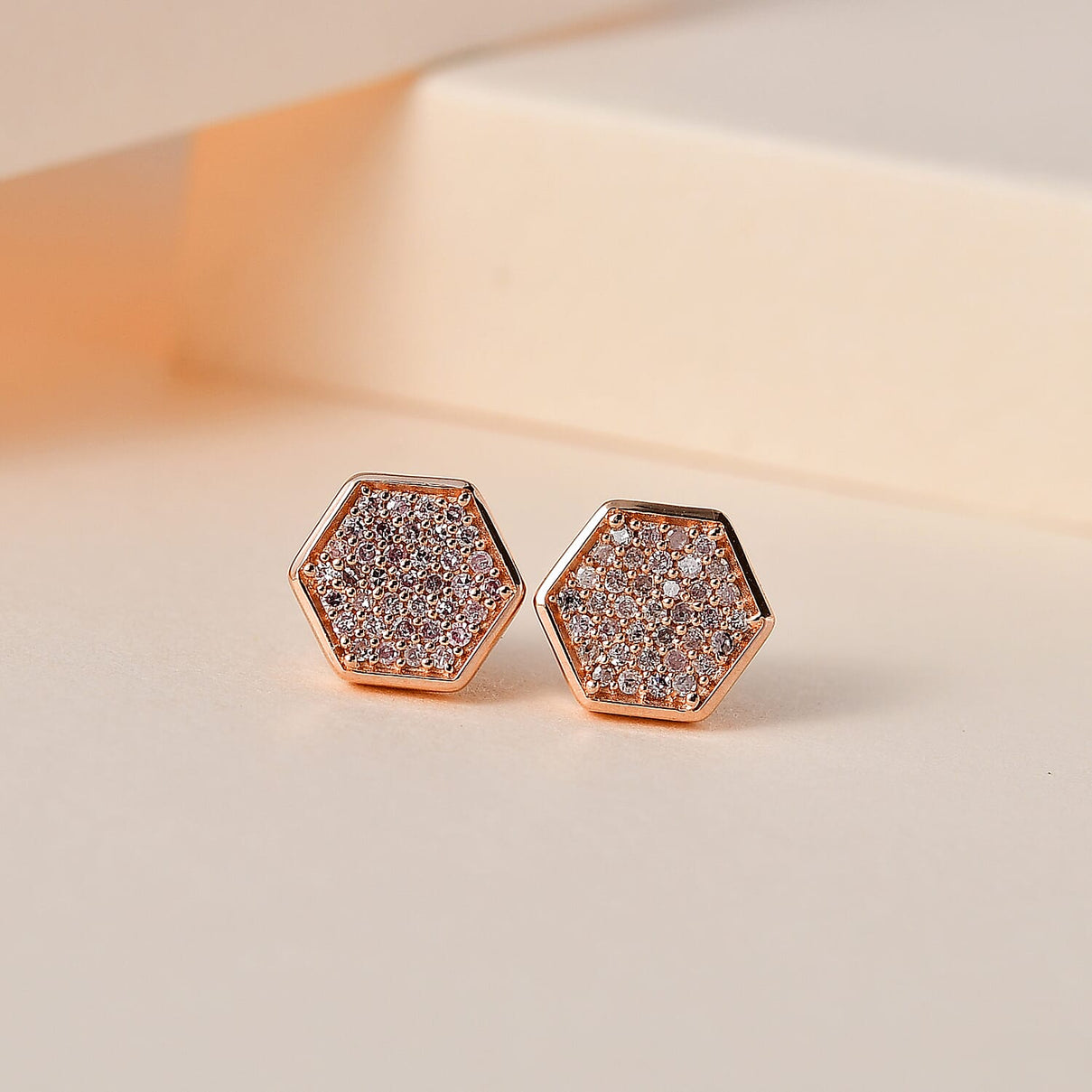 9K Rose Gold SGL Certified Pink Diamond Stud Earrings 0.25 Ct 7708932 1
