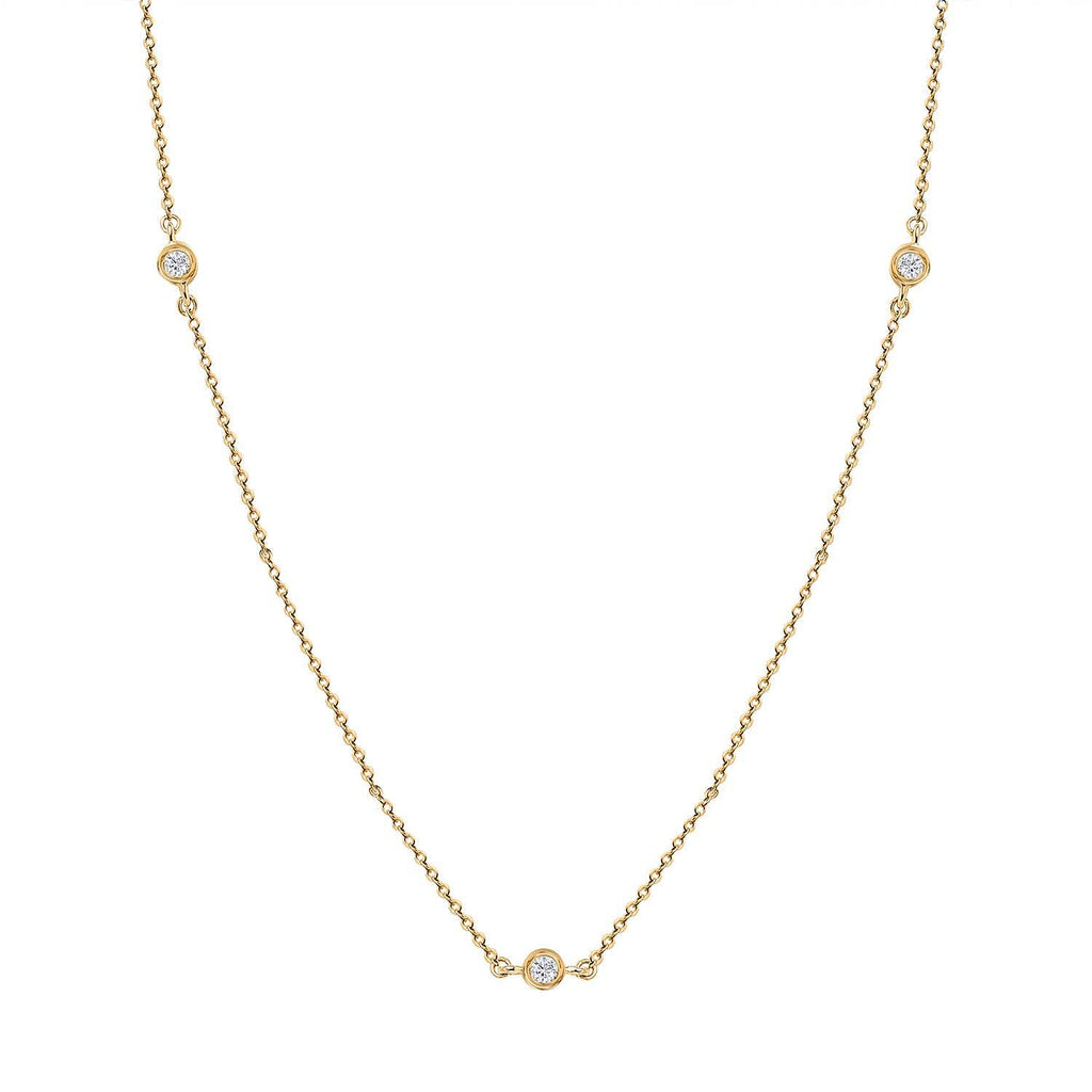 New York Closeout - Designer Inspired Diamond (I1-I2) Station Necklace in 14K Yellow Gold (Size - 18)