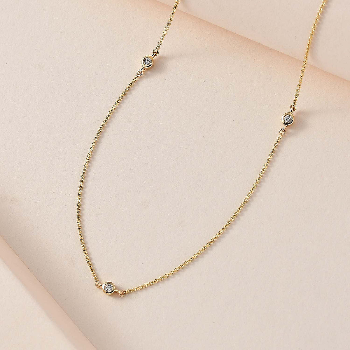 New York Closeout - Designer Inspired Diamond (I1-I2) Station Necklace in 14K Yellow Gold (Size - 18) 7709152 3
