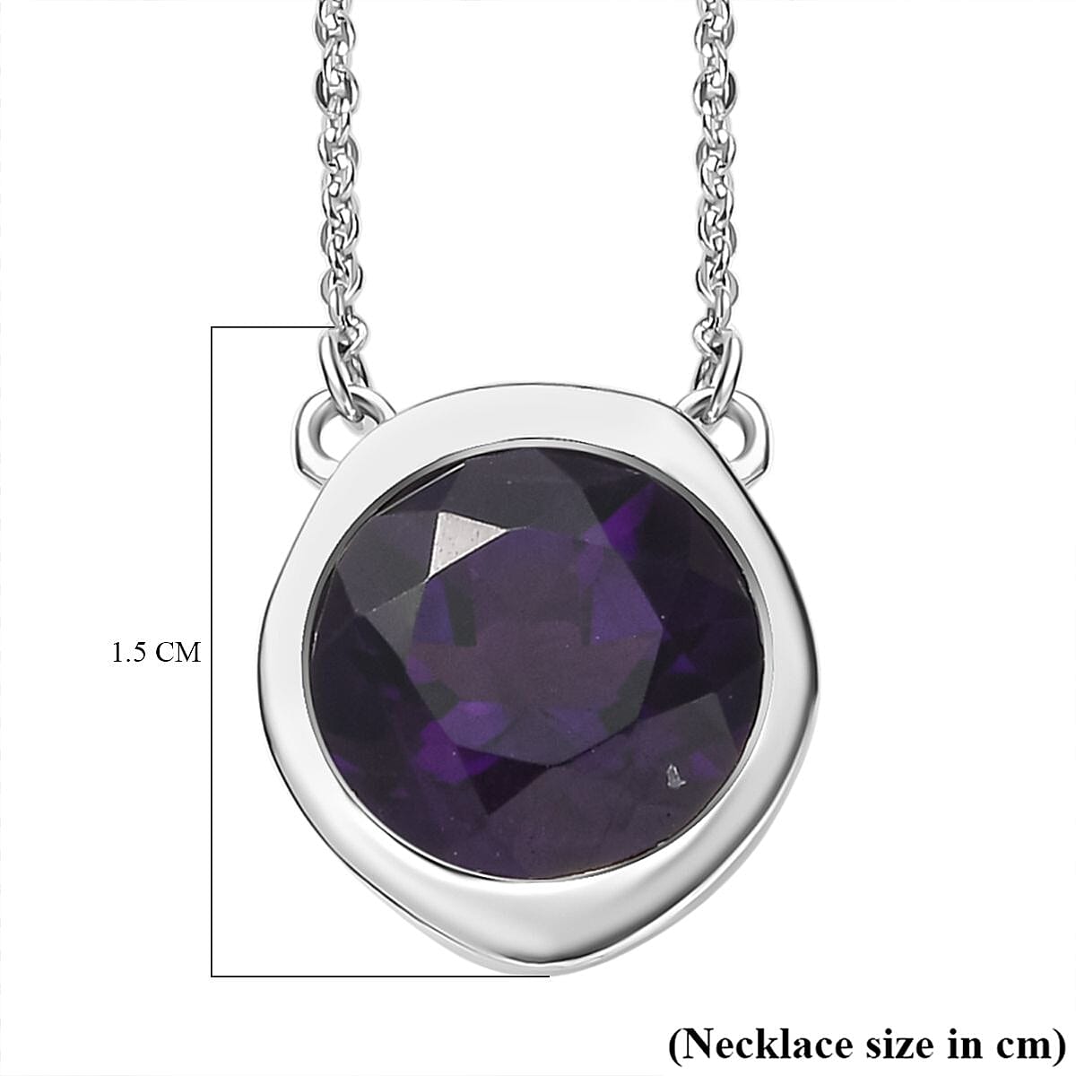 AAA Amethyst Solitaire Necklace (Size - 20) in Platinum Overlay Sterling Silver 3.21 Ct 7710289 6
