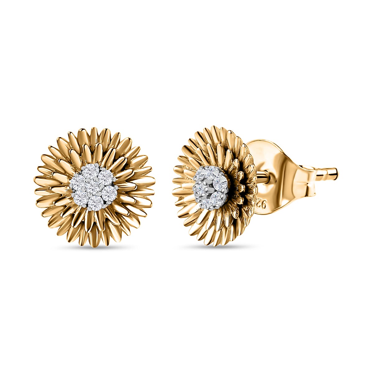 Diamond Stud Earrings in 18K Vermeil Yellow Gold Plated Sterling Silver 7710757 0