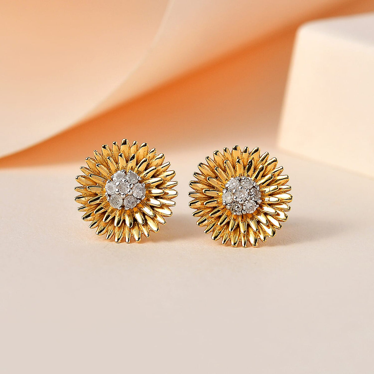 Diamond Stud Earrings in 18K Vermeil Yellow Gold Plated Sterling Silver 7710757 1