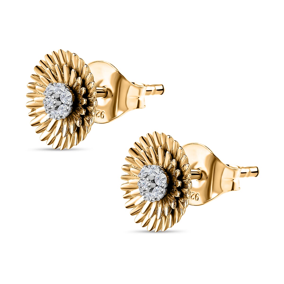 Diamond Stud Earrings in 18K Vermeil Yellow Gold Plated Sterling Silver 7710757 3