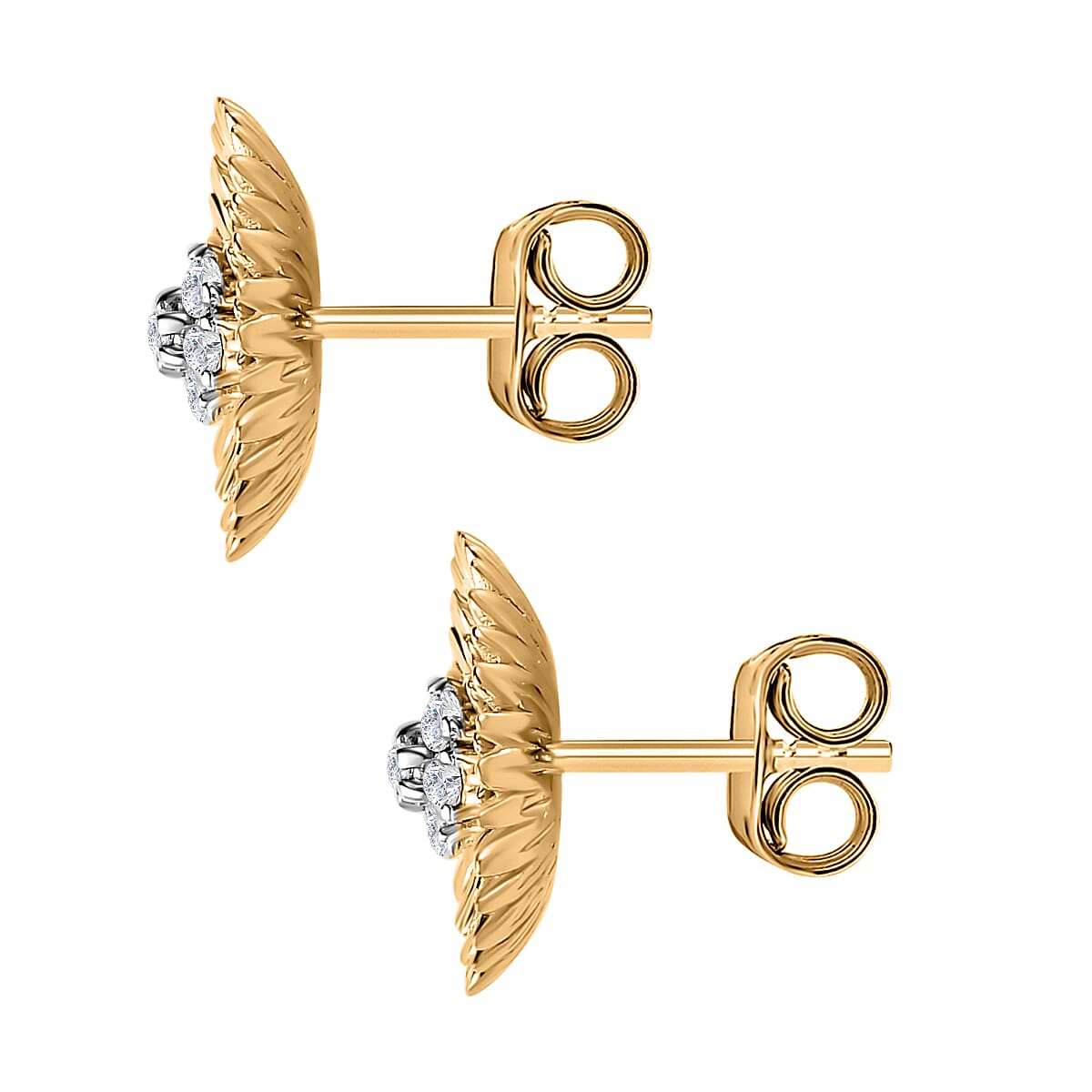 Diamond Stud Earrings in 18K Vermeil Yellow Gold Plated Sterling Silver 7710757 4