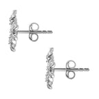 Diamond Floral Stud Earrings in Platinum Overlay Sterling Silver 0.33 Ct