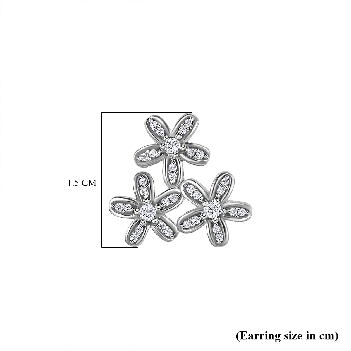 Diamond Floral Stud Earrings in Platinum Overlay Sterling Silver 0.33 Ct 7710856 5