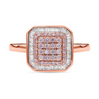 9K Rose Gold SGL Certified Pink Diamond & White Diamond (G-H) Halo Ring 0.50 Ct