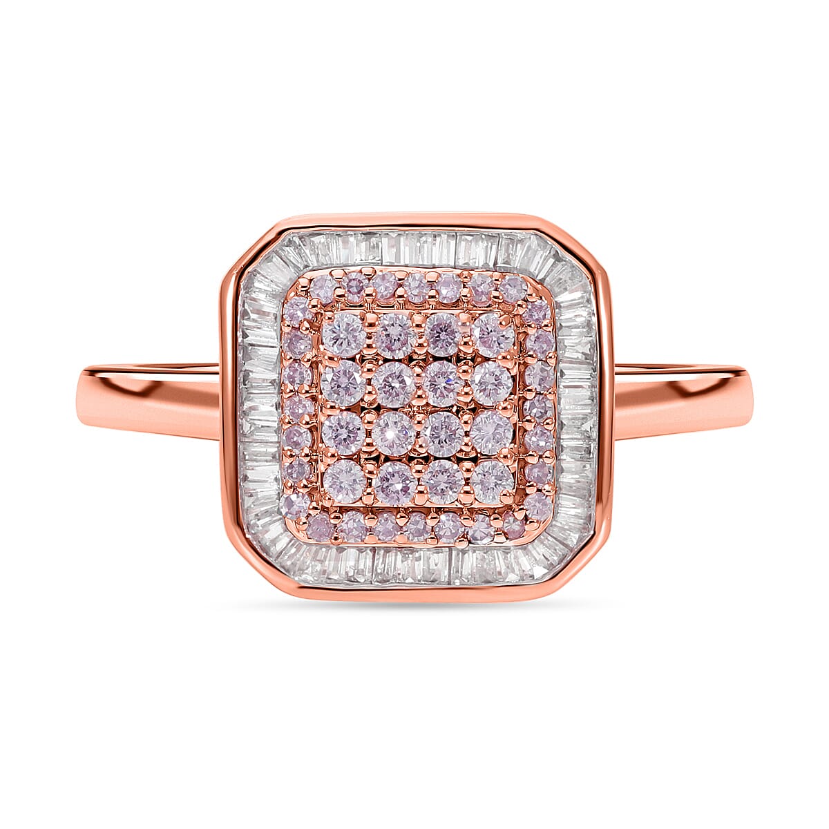 9K Rose Gold SGL Certified Pink Diamond &amp; White Diamond (G-H) Halo Ring 0.50 Ct 7710971 0