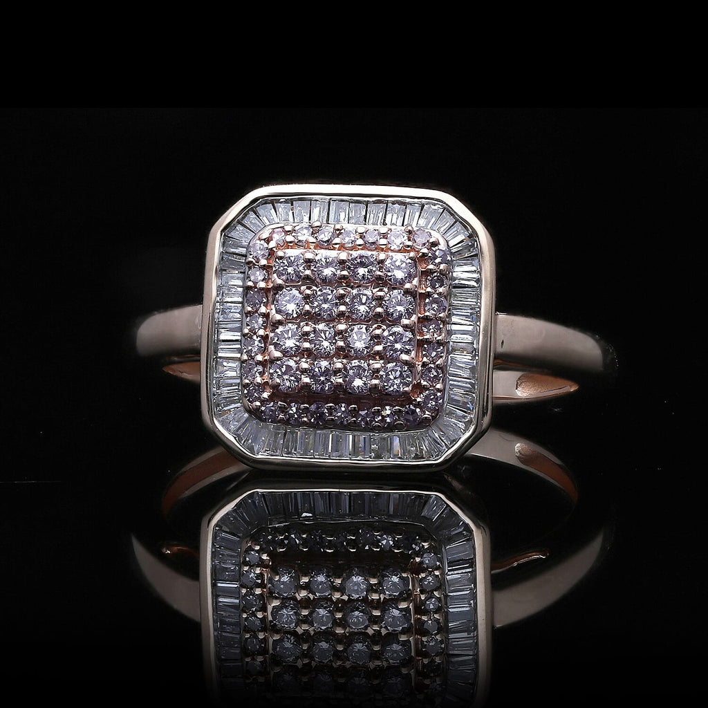 9K Rose Gold SGL Certified Pink Diamond & White Diamond (G-H) Halo Ring 0.50 Ct