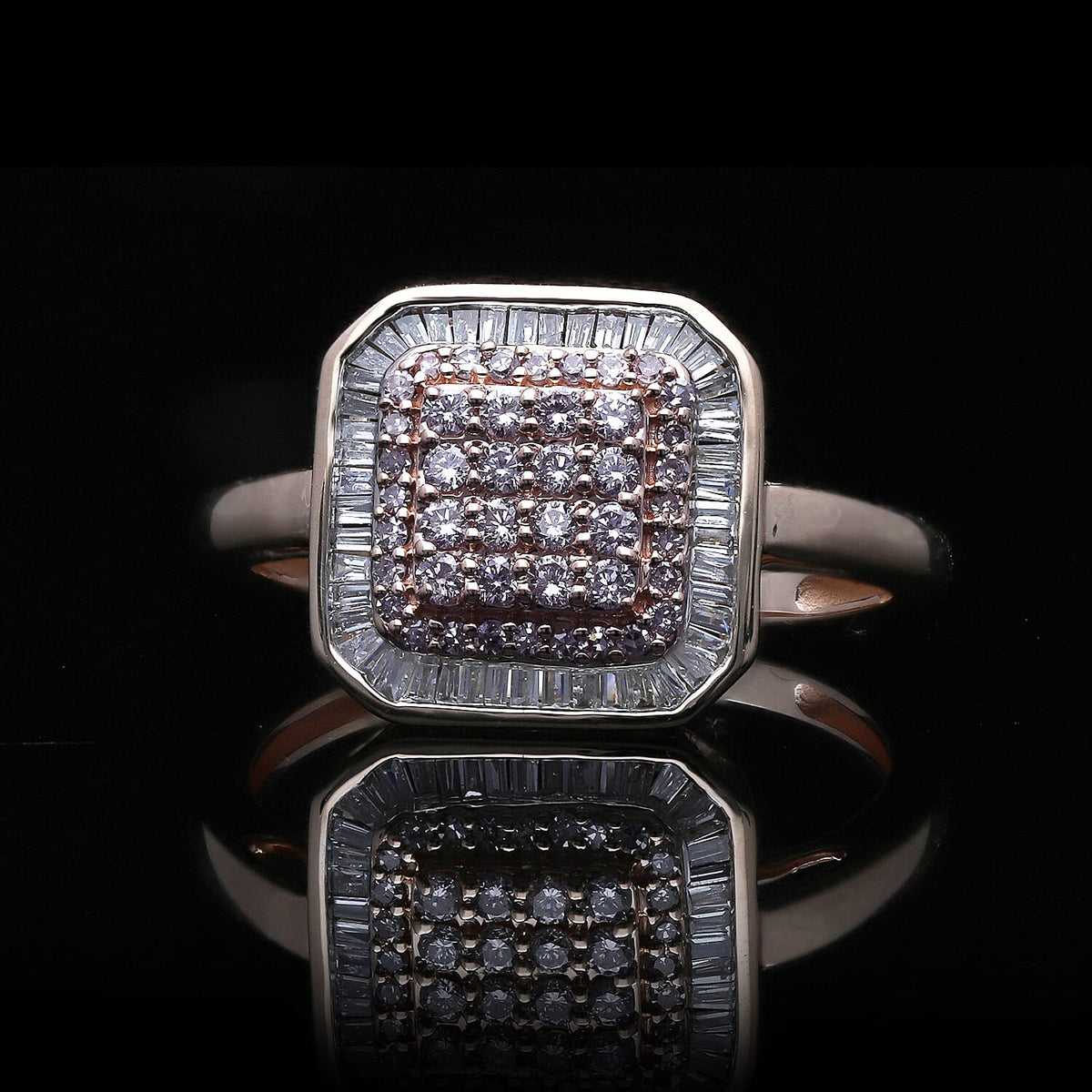 9K Rose Gold SGL Certified Pink Diamond &amp; White Diamond (G-H) Halo Ring 0.50 Ct 7710971 1