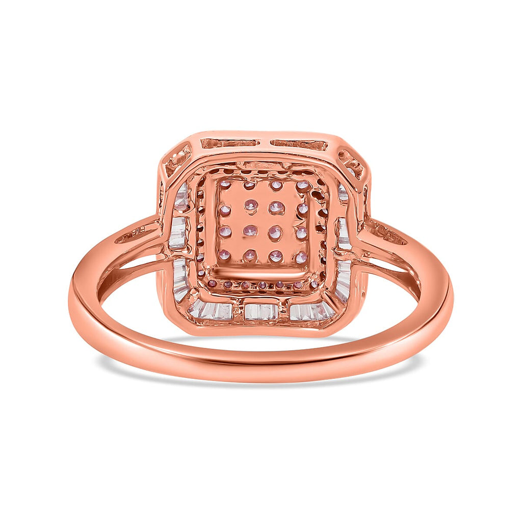 9K Rose Gold SGL Certified Pink Diamond & White Diamond (G-H) Halo Ring 0.50 Ct