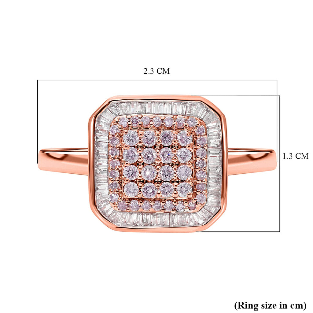 9K Rose Gold SGL Certified Pink Diamond & White Diamond (G-H) Halo Ring 0.50 Ct