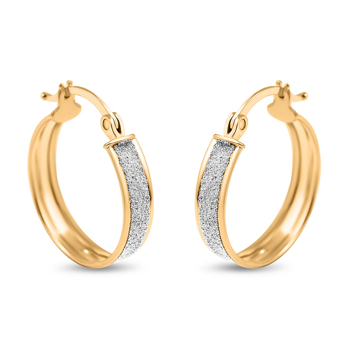 Vicenza Closeout - 9K Yellow Gold Stardust Creole Earrings 7711218 0