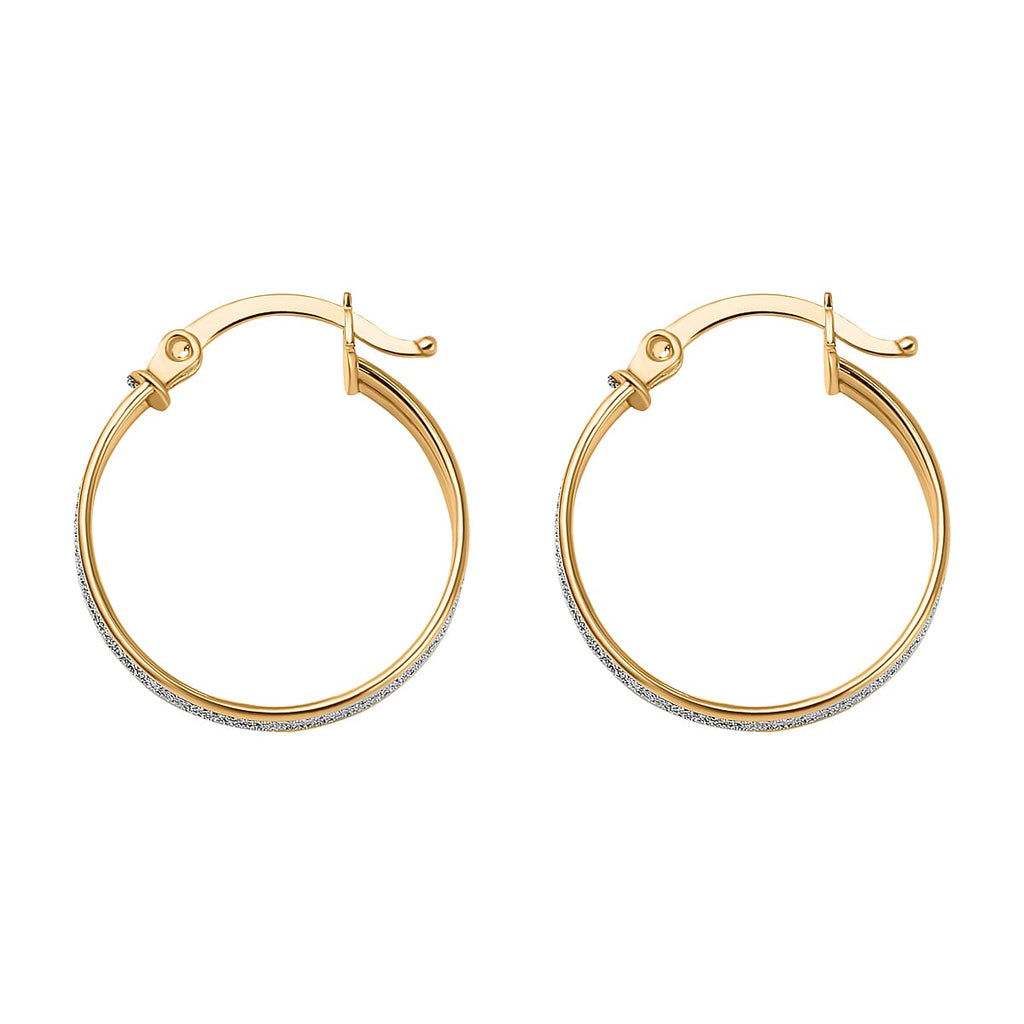 Vicenza Closeout - 9K Yellow Gold Stardust Creole Earrings