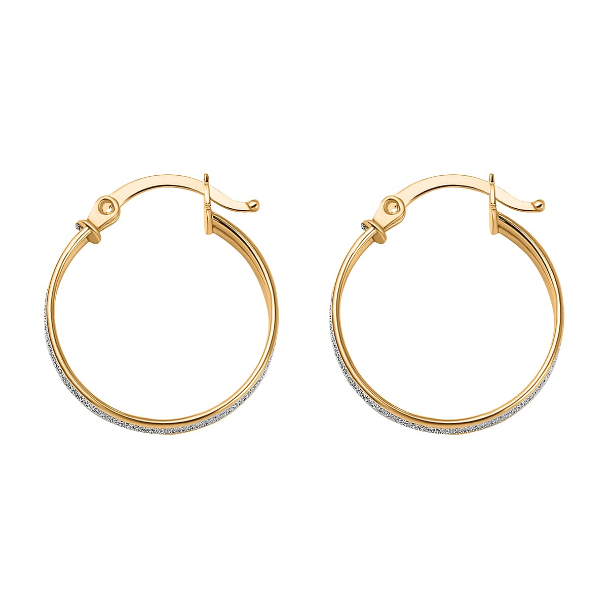 Vicenza Closeout - 9K Yellow Gold Stardust Creole Earrings 7711218 3