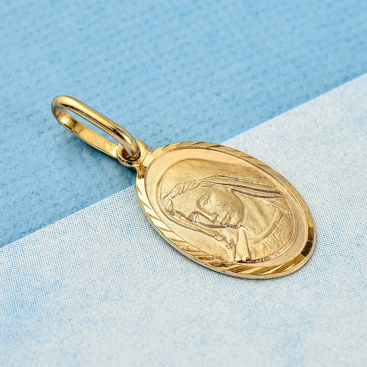 Vicenza Closeout - 9K Yellow Gold Oval Mary Pendant 7711239 1