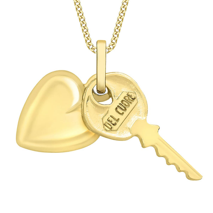 9K Yellow Gold Heart Key Pendant 7711539 1