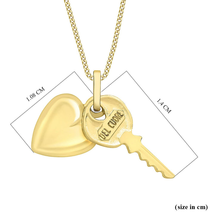 9K Yellow Gold Heart Key Pendant 7711539 2