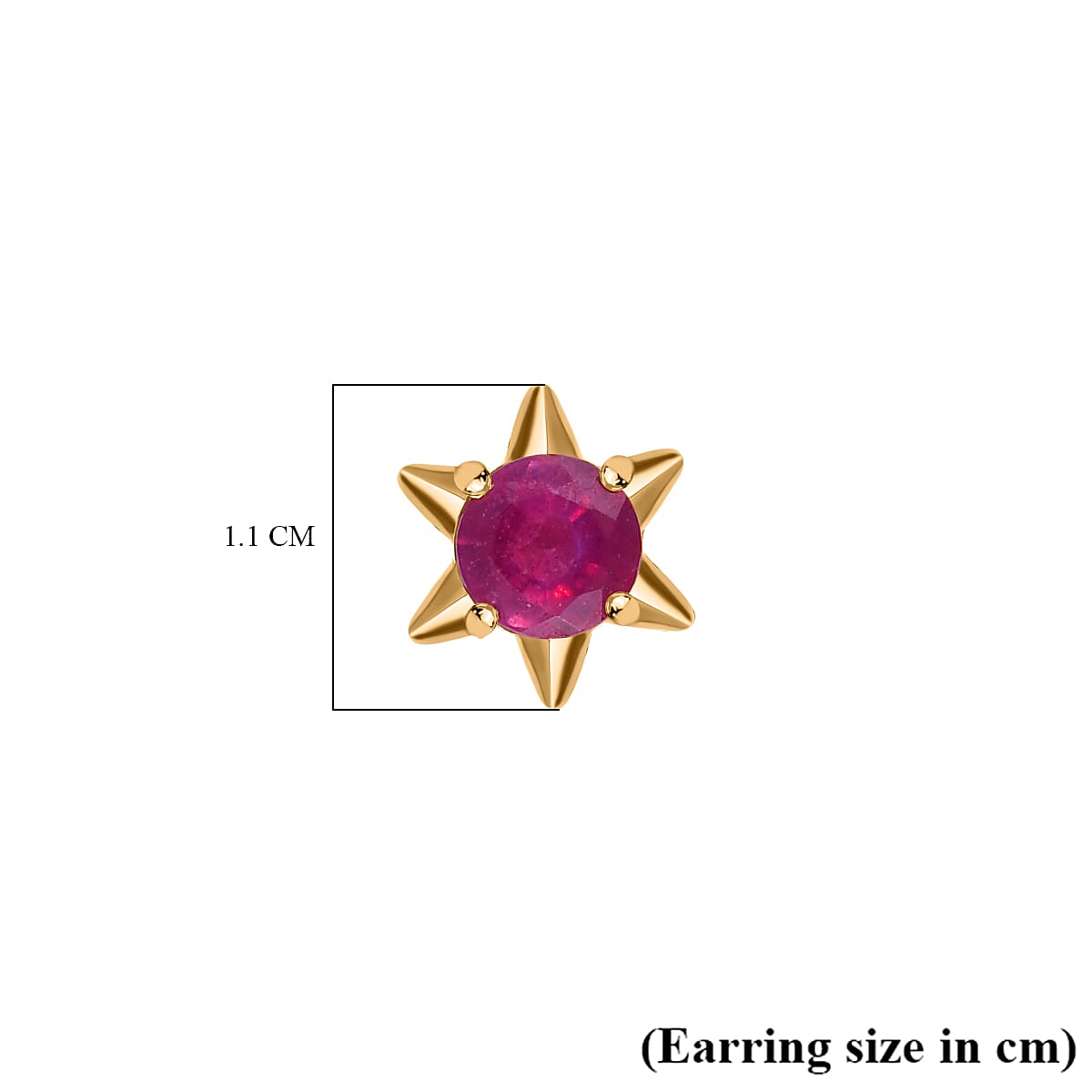 African Ruby Solitaire Star Stud Earrings in 18K Vermeil Yellow Gold Plated Sterling Silver 1.52 Ct. 7711584 6