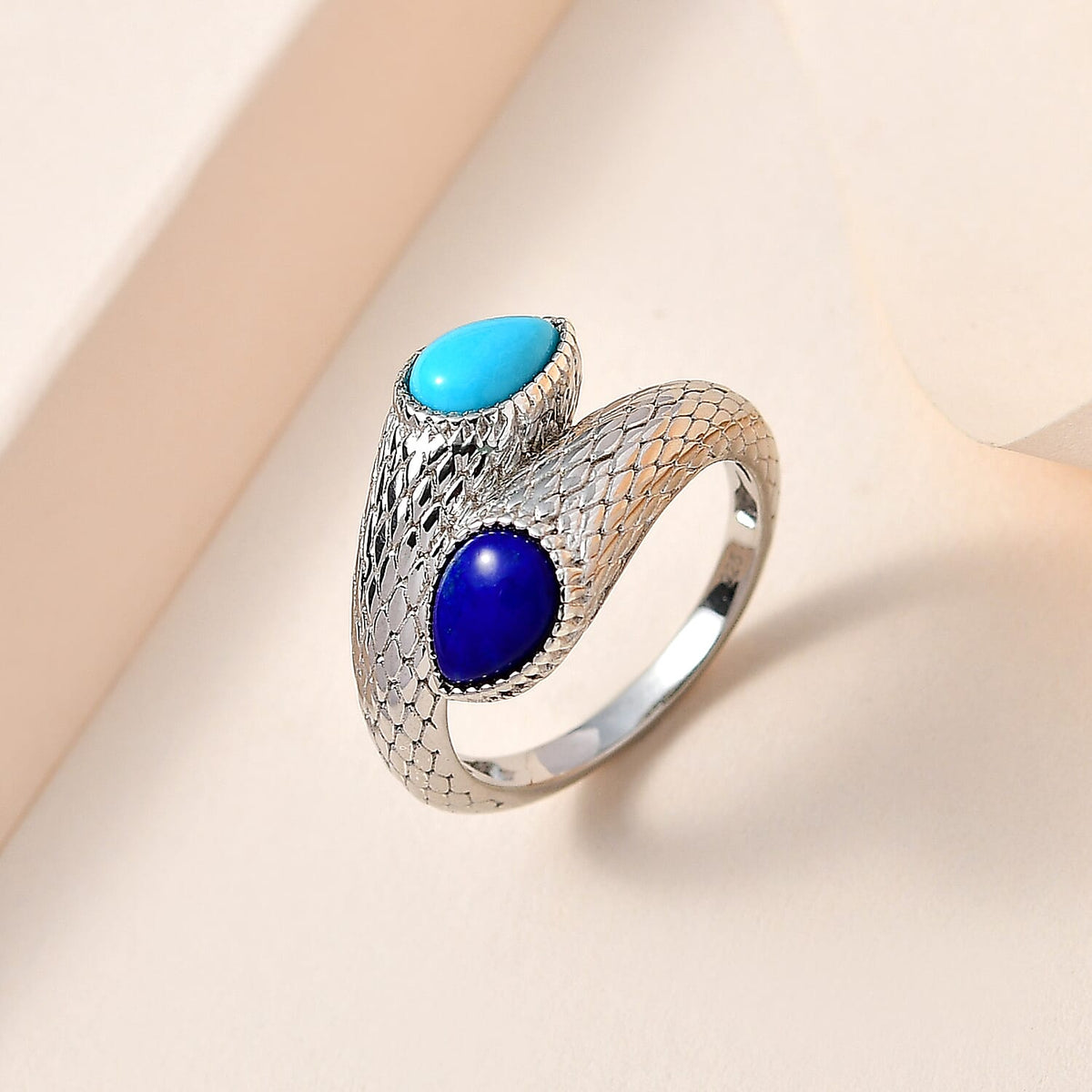 Tucson Special - Arizona Sleeping Beauty Turquoise Bypass Ring in Platinum Overlay Sterling Silver 1.69 Ct. 7711617 1