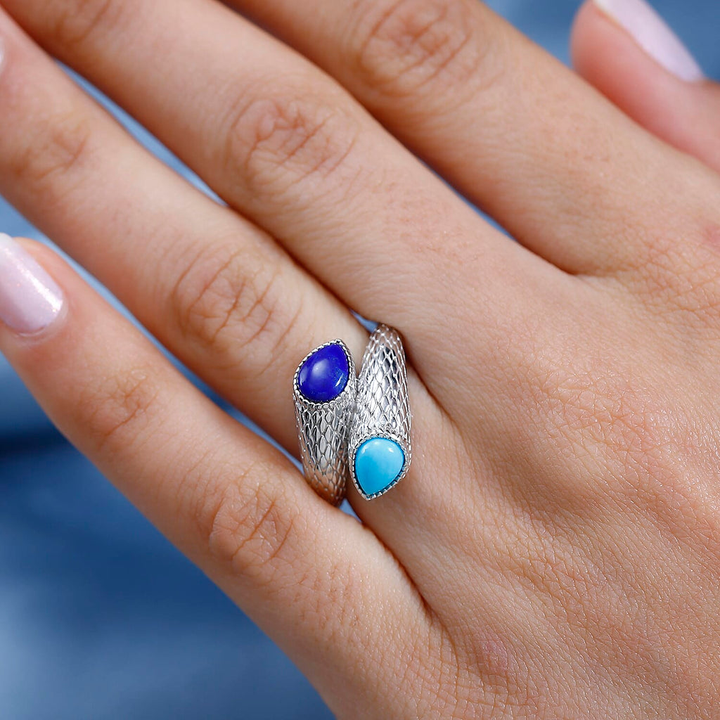 Tucson Special - Arizona Sleeping Beauty Turquoise Bypass Ring in Platinum Overlay Sterling Silver 1.69 Ct.